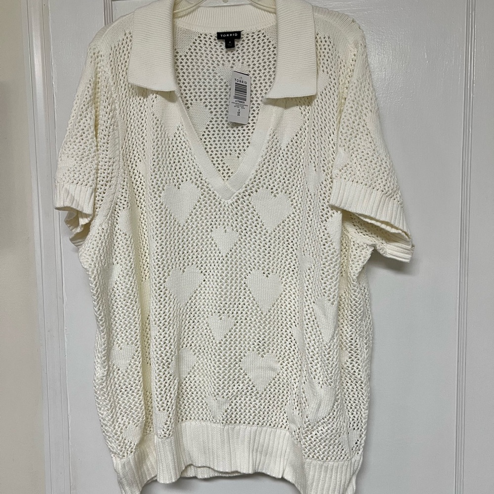 Torrid Open-Stitch Collared Sweater